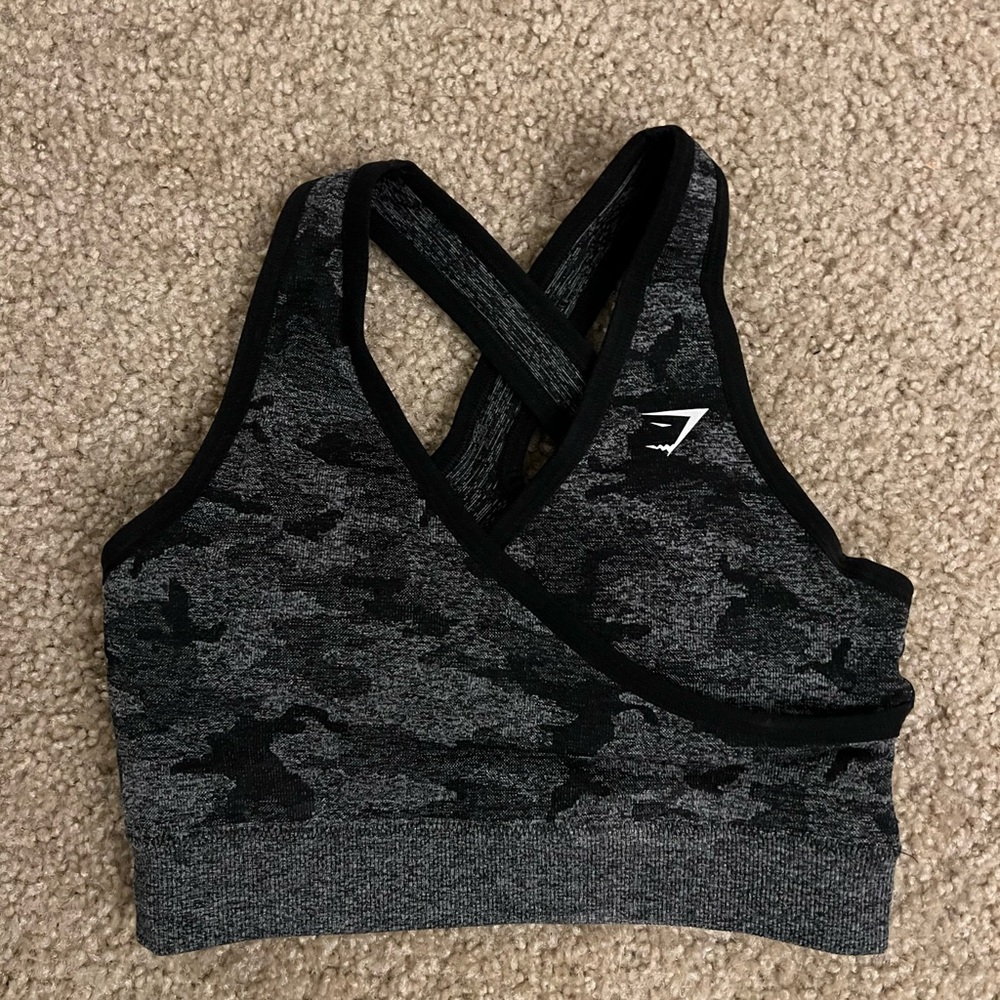 Gymshark Camo Seamless Sports Bra- Black